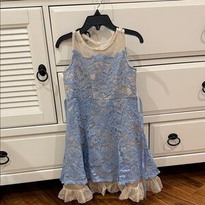 Zunie Blue and Cream Lace Kids Dress